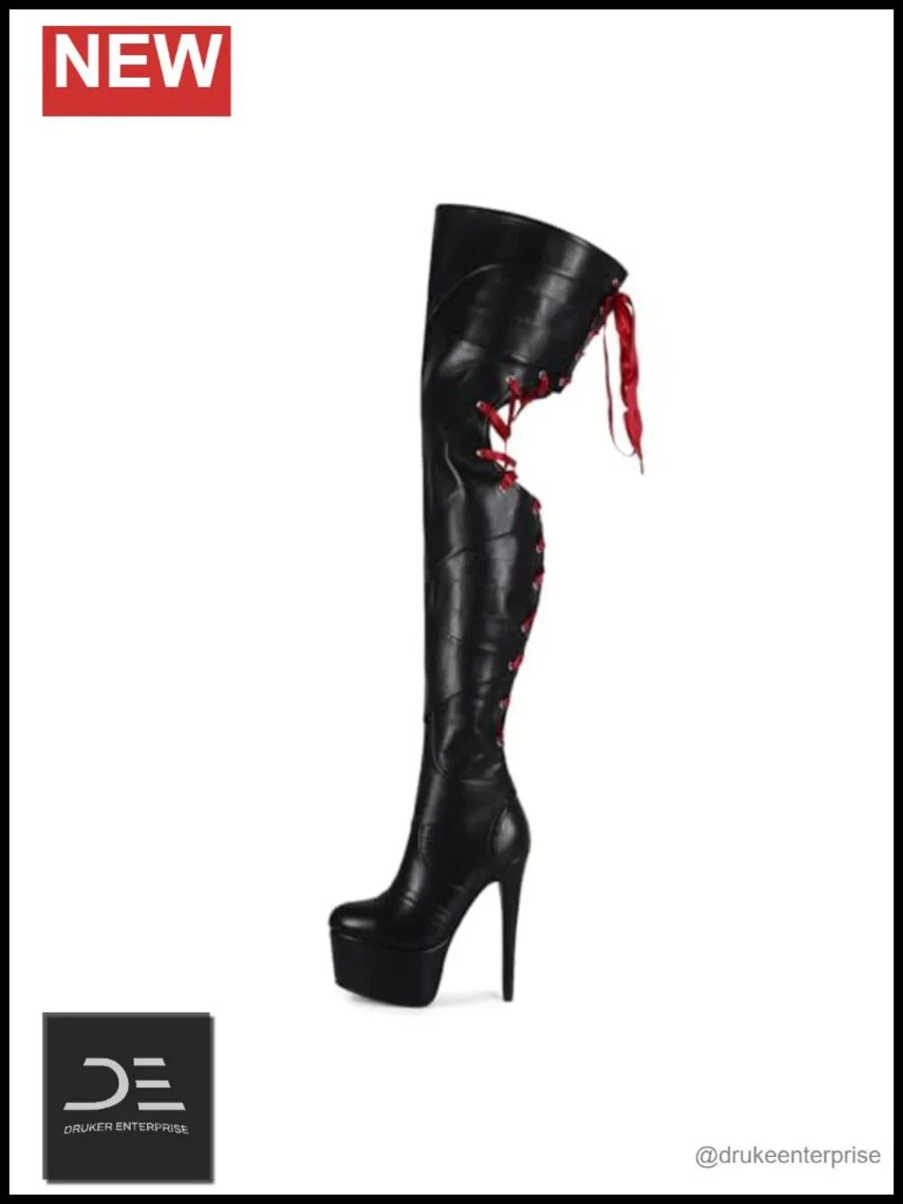 Large Size Over the Knee Stiletto Platform Boots Faux Leather Zip